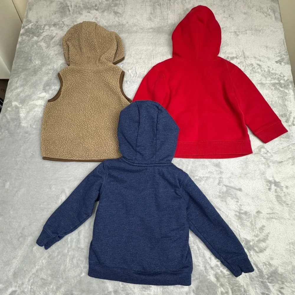 Carter's & Jumping Beans Toddler Hoodie‎ and Vest Bundle Red Blue Tan 24M 2T